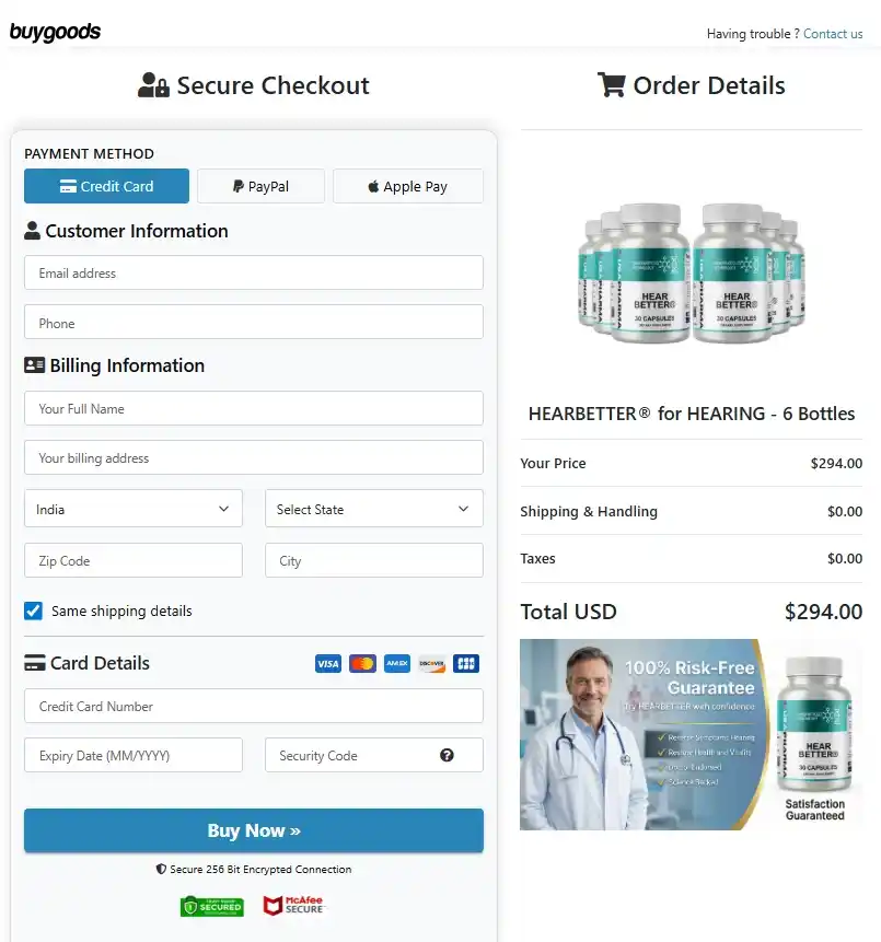 HearBetter Order Page